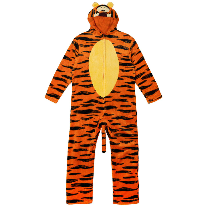 Disney Winnie the Pooh Tigger Adult Men or Women Cosplay Hooded One Piece Pajamas Orange Stripe