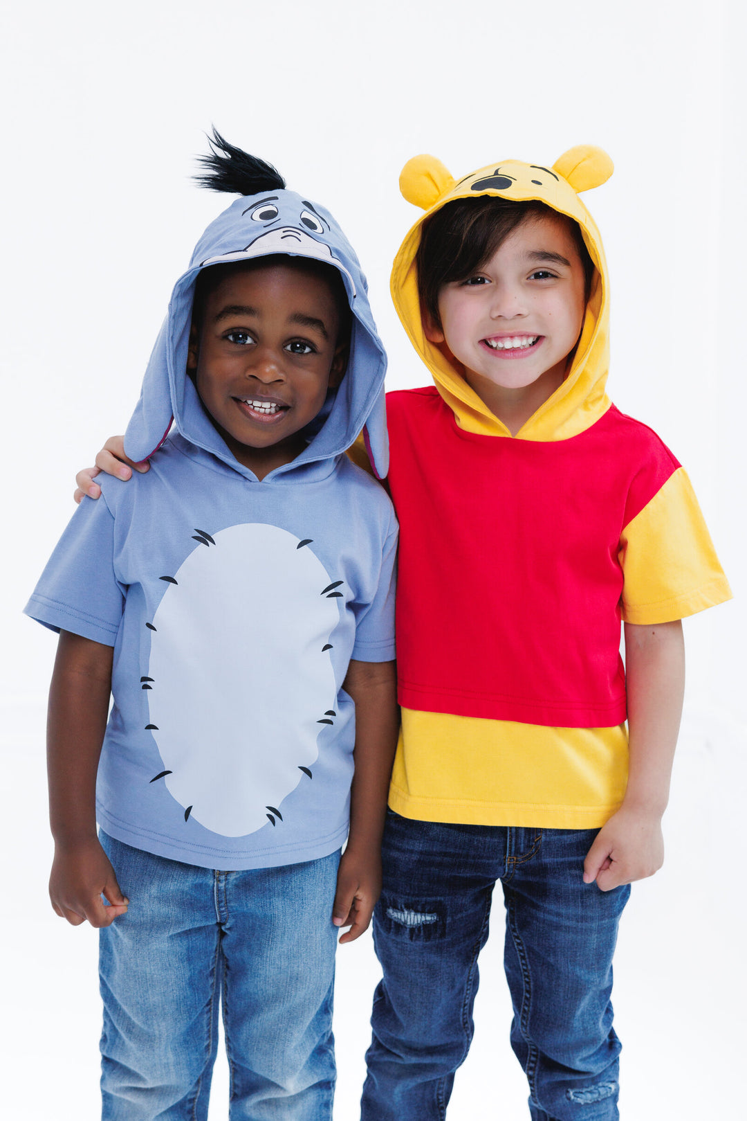 Disney Winnie the Pooh Eeyore Boys' Cosplay Short Sleeve Hooded T-Shirt Blue Grey
