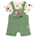 John Deere Boys' 2-Piece Shortall and T-Shirt Set Sage Green Cream