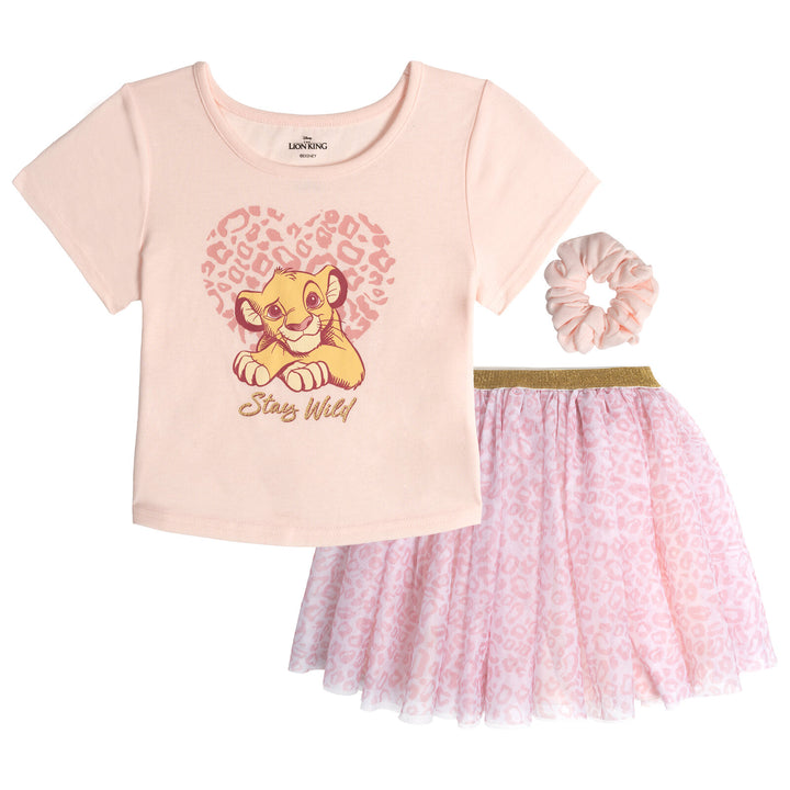 Disney Lion King Simba Girls' T-Shirt and Tutu Skirt Set Peach Pink