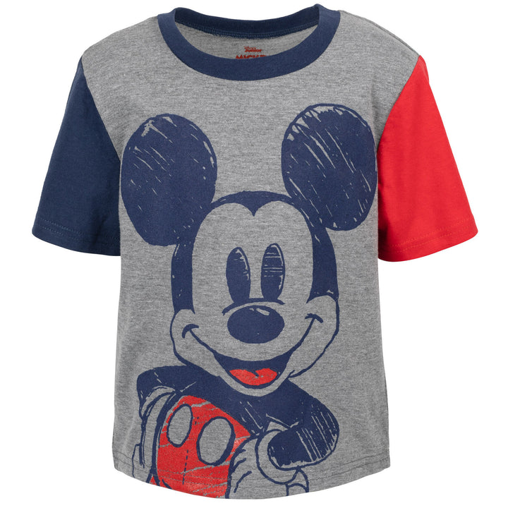 Disney Mickey Mouse Boys' T-Shirt and French Terry Shorts Set Grey Navy Red