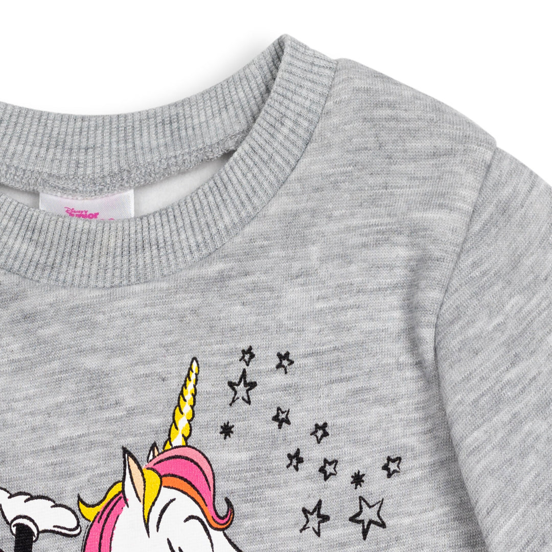 Minnie Mouse Girls' Long Sleeve Pullover Sweatshirt Heather Grey