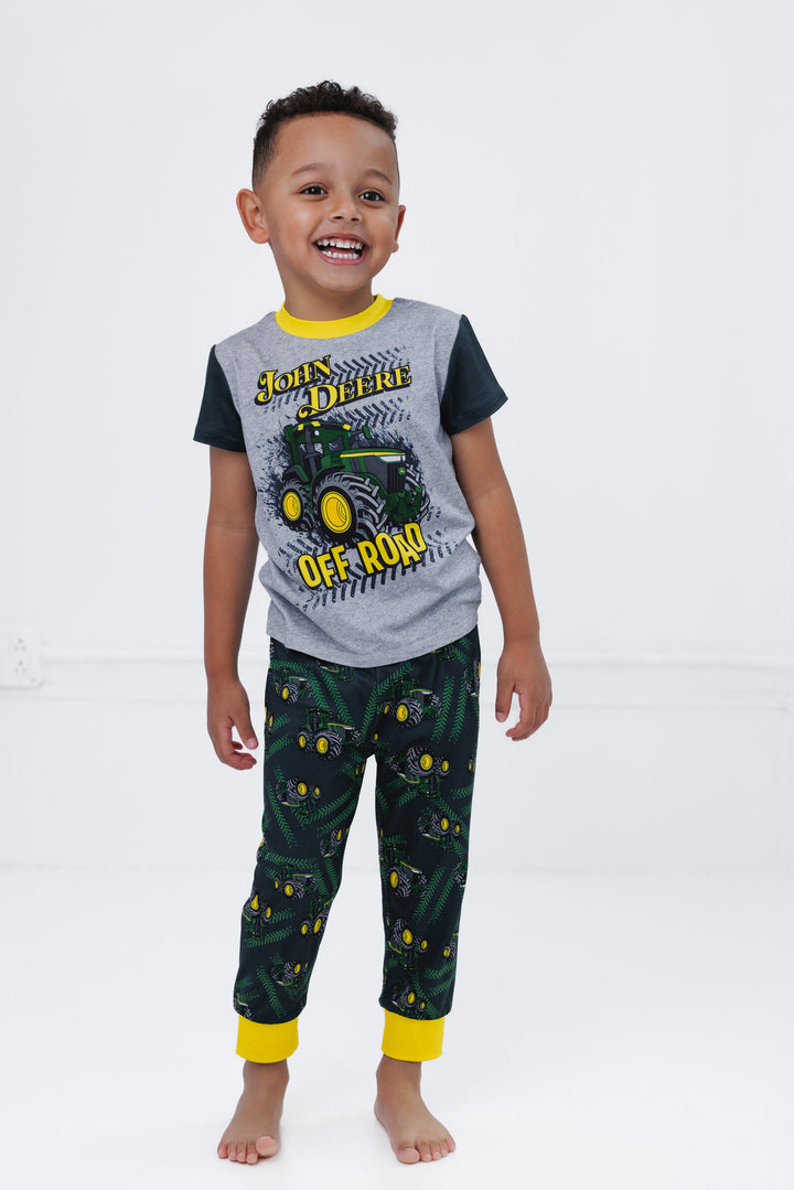 John Deere Boys' 2-Piece Pajama Set Green Heather Gray