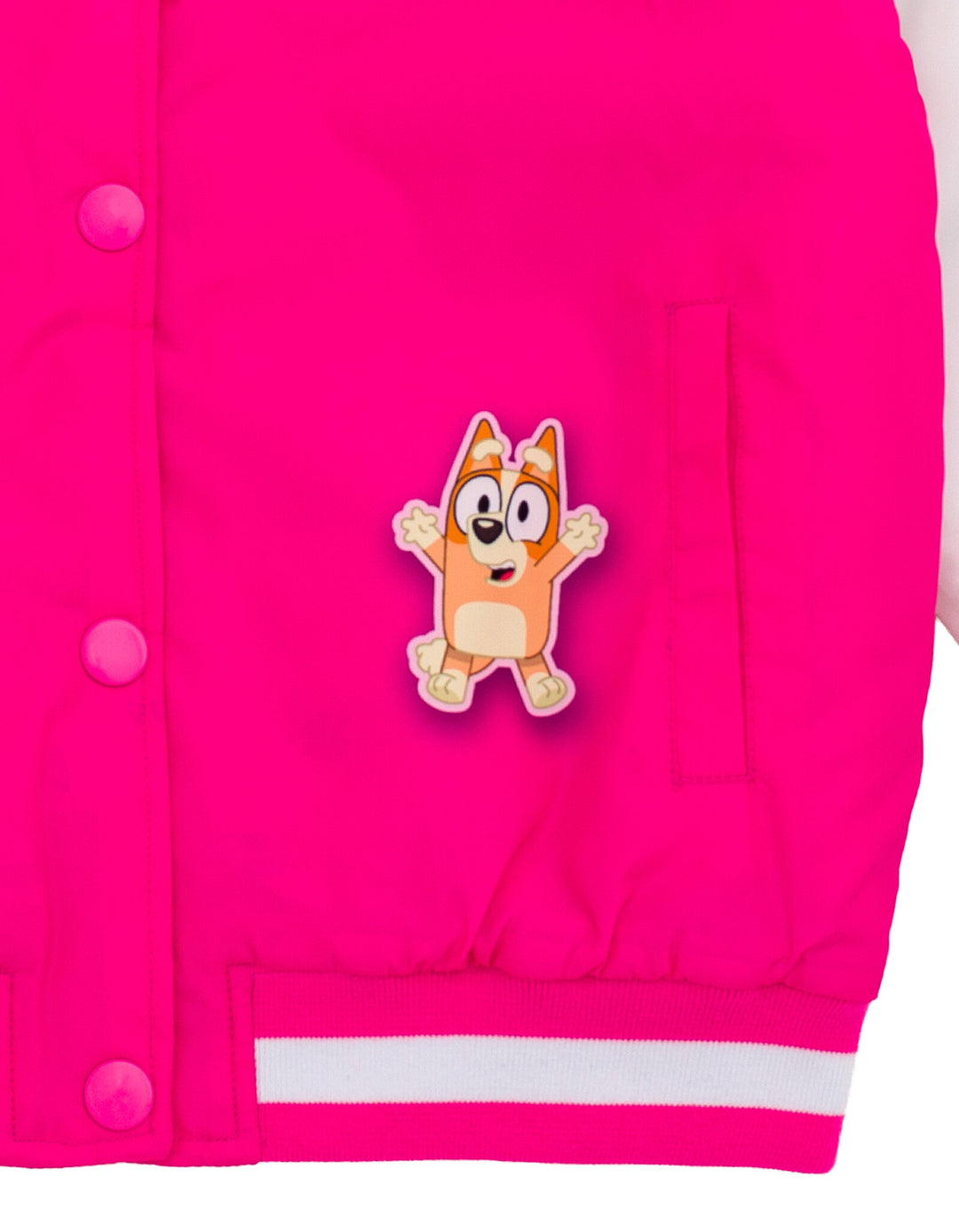 Bluey Girls' Varsity Bomber Jacket Bingo Pink