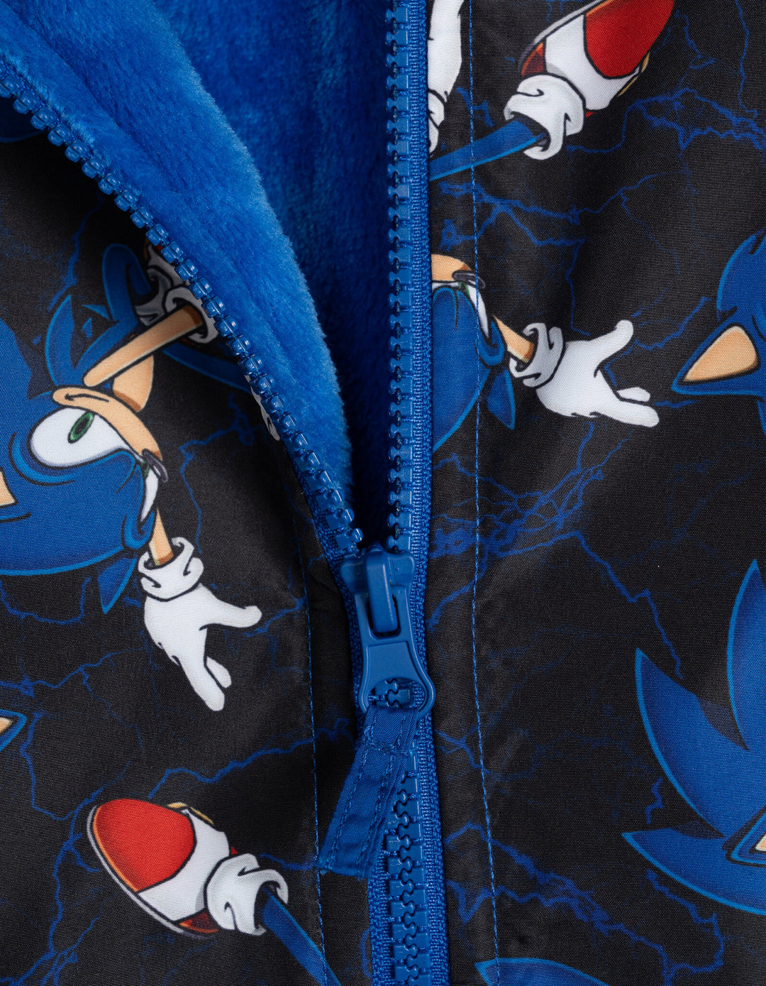 SEGA Sonic the Hedgehog Boys' Fleece Lined Rain Jacket Black Blue