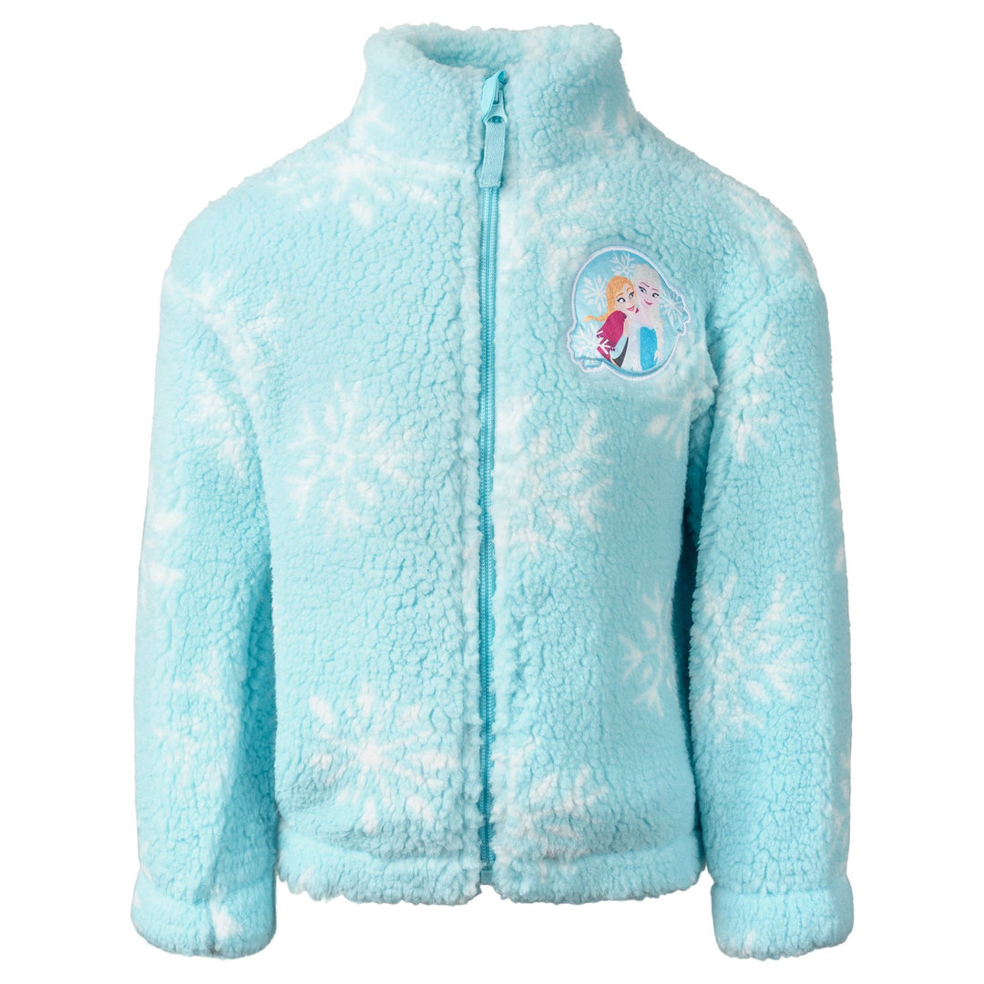 Frozen Girls' Fleece Full-Zip Jacket Light Blue Anna Elsa
