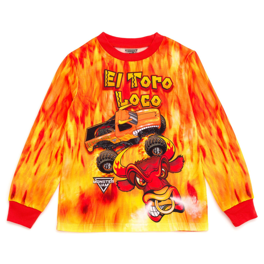 Monster Jam El Toro Loco Boys' 2-Piece Long Sleeve Pajama Set Orange