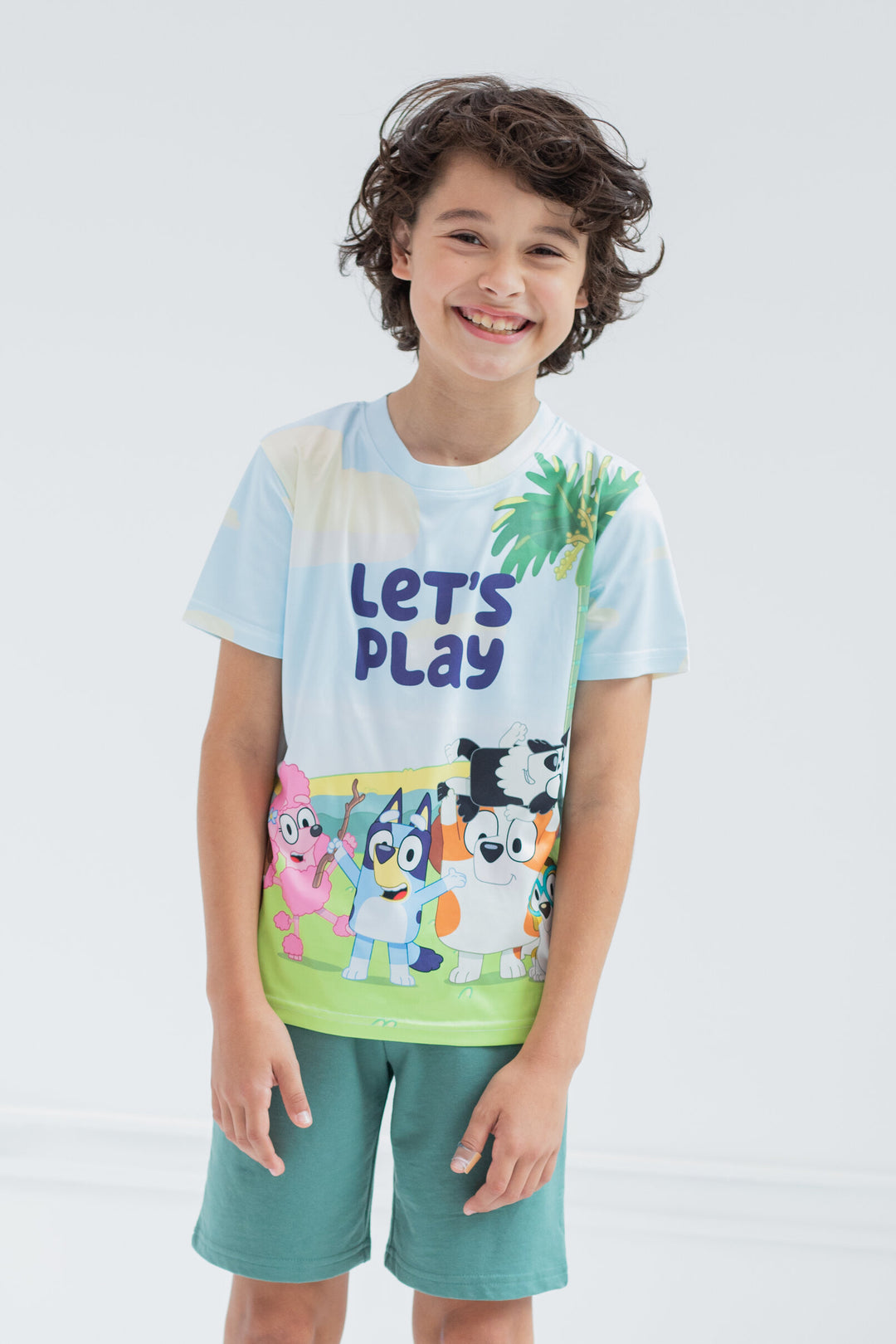 Bluey Boys' T-Shirt and Sublimated Shorts Set Forest Green
