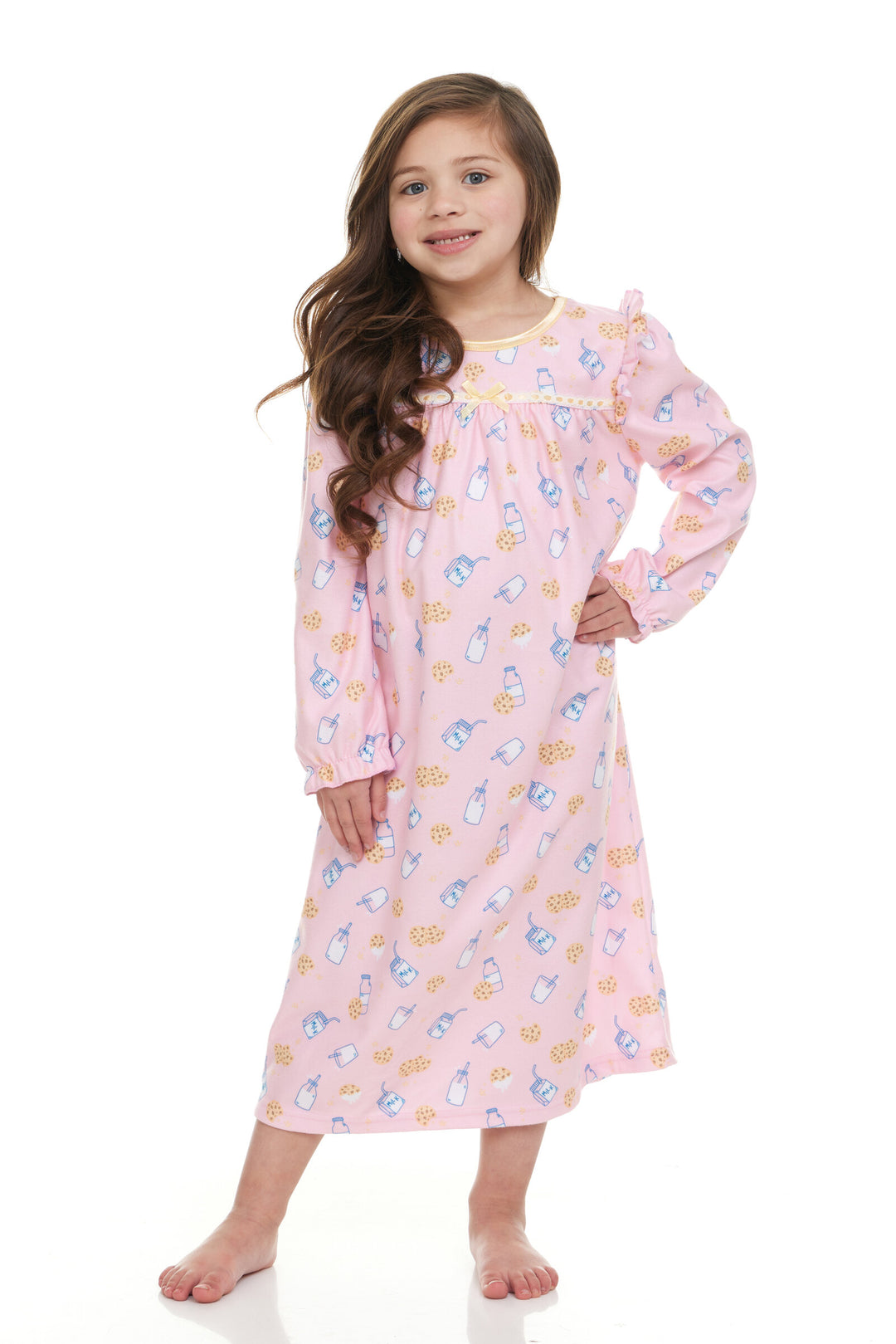 Dreamwave Girls' Long Sleeve Pajama Nightgown Pink Cookie Print