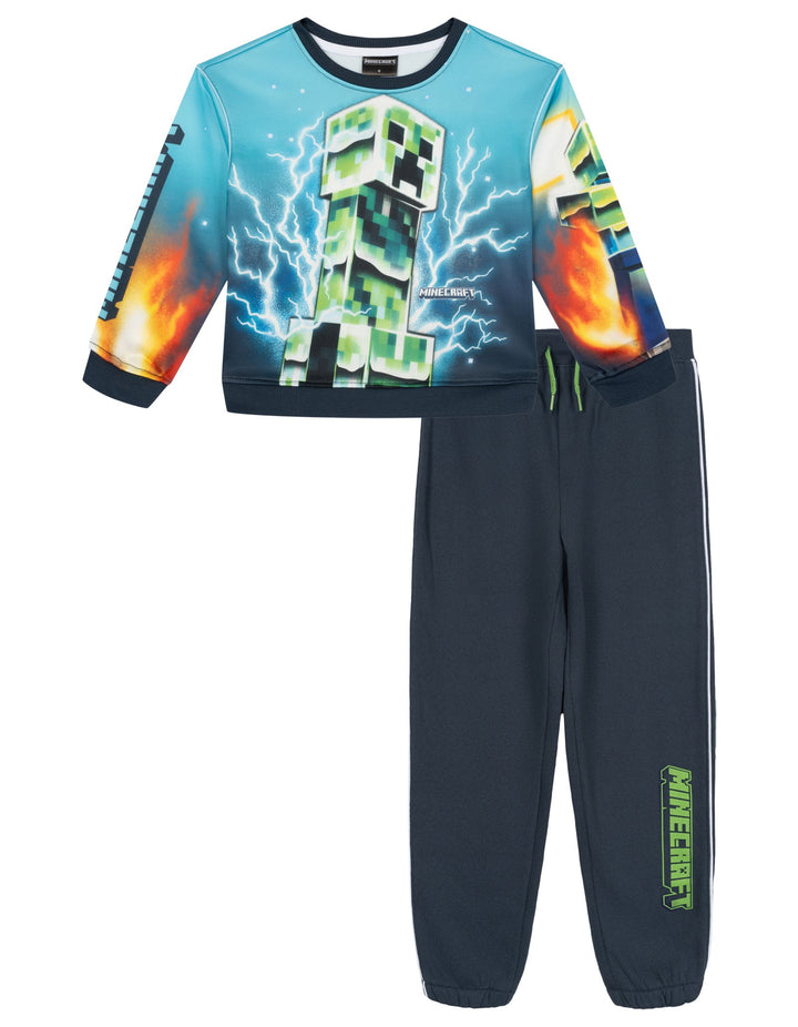 Minecraft Boys' 2-Piece Fleece Sweatshirt and Joggers Set Navy