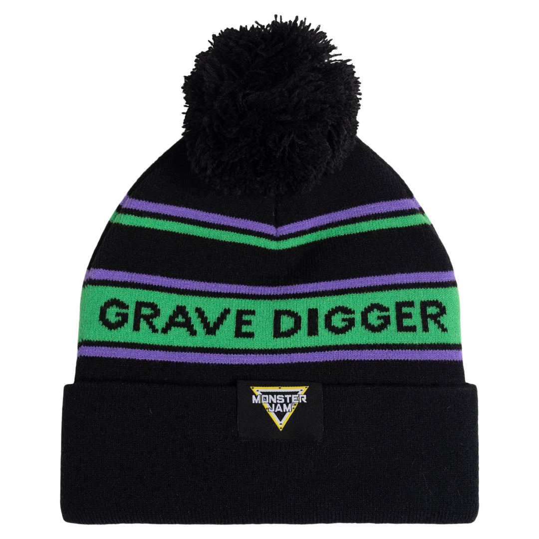 Monster Jam Grave Digger Men's Knit Beanie Hat Purple