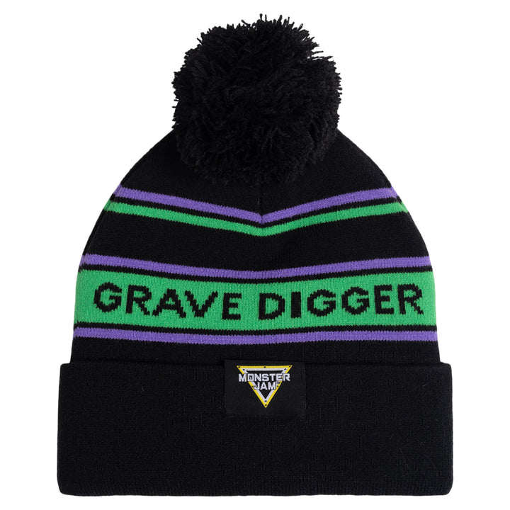 Monster Jam Grave Digger Men's Knit Beanie Hat Purple