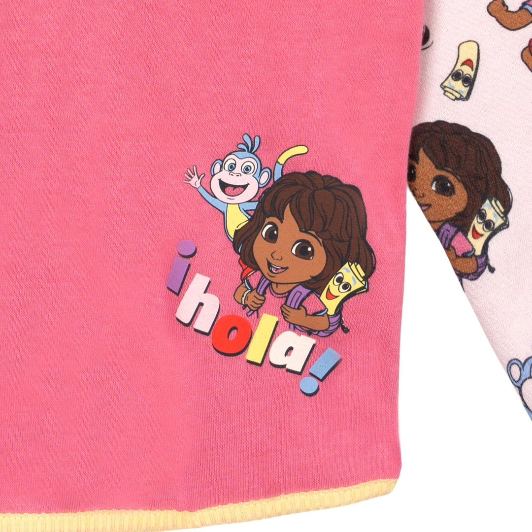 Dora the Explorer Girls' Fleece Hooded Quarter-Zip Sweatshirt Light Pink Boots