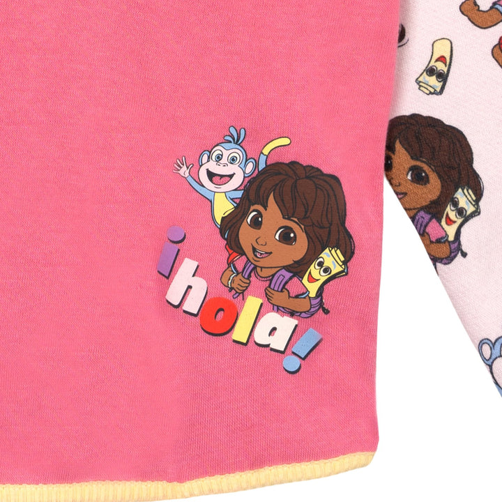 Dora the Explorer Girls' Fleece Hooded Quarter-Zip Sweatshirt Light Pink Boots