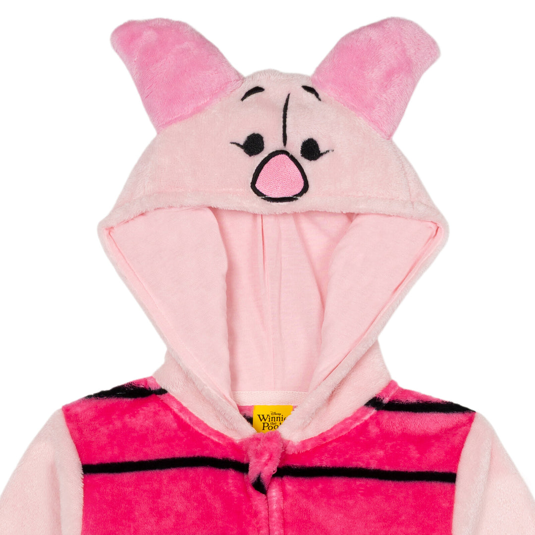 Disney Winnie the Pooh Piglet Girls' Cosplay Hooded One Piece Pajamas Light Pink