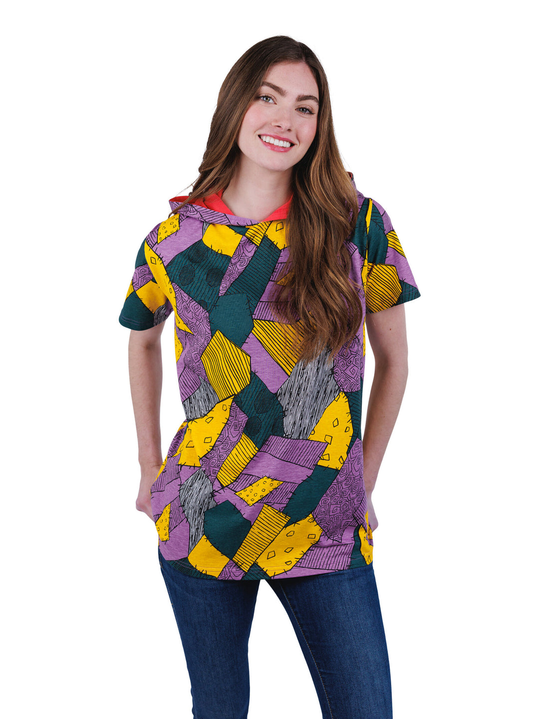 Nightmare Before Christmas Sally Women's Cosplay Short Sleeve Hooded T-Shirt Multi Pattern
