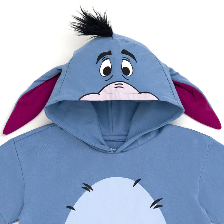 Disney Winnie the Pooh Eeyore Men's Cosplay Short Sleeve Hooded T-Shirt Dusty Blue