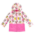 Minnie Mouse Girls' Hooded Zip-Up Rain Jacket Floral White