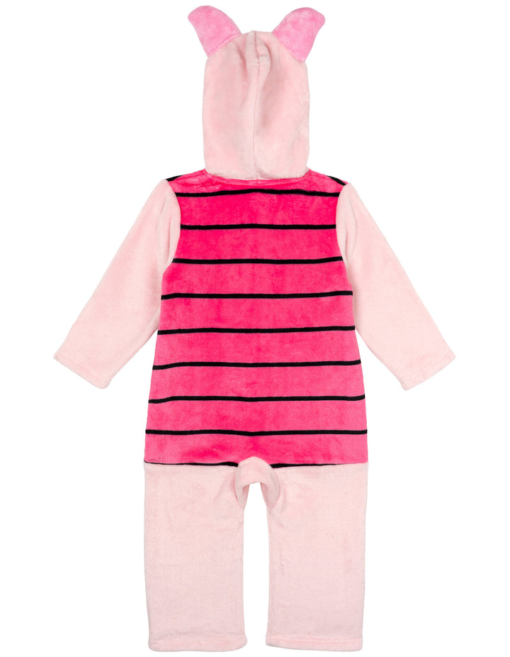 Disney Winnie the Pooh Piglet Girls' Cosplay Fleece Hooded Coverall Pink Stripe