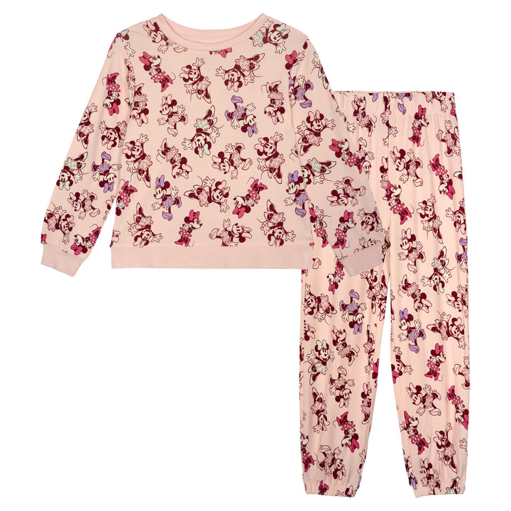 Minnie Mouse Girls' 2-Piece Sweatshirt and Joggers Set Pink