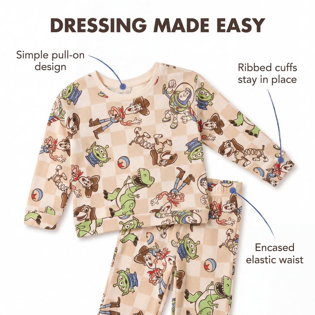 Disney Toy Story Loungewear 2-Piece Sweatshirt and Waffle Pants Set Gingham