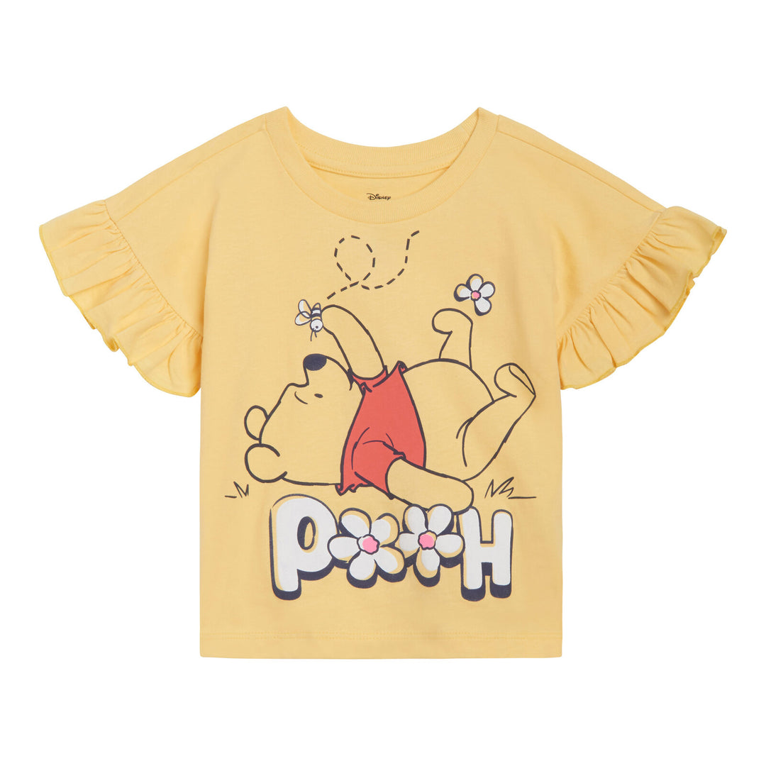 Disney Winnie the Pooh Girls' 2-Piece T-Shirt and Shorts Set Yellow Blue