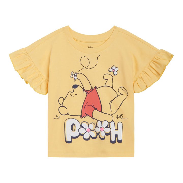 Disney Winnie the Pooh Girls' 2-Piece T-Shirt and Shorts Set Yellow Blue