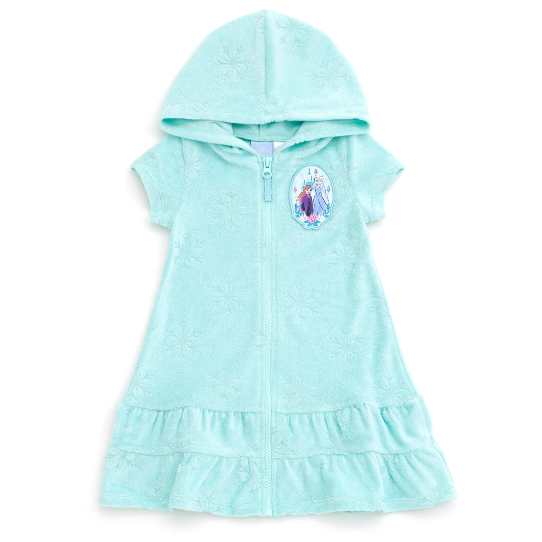 Frozen Girls' Hooded Swimwear Cover Up Anna Elsa Aqua