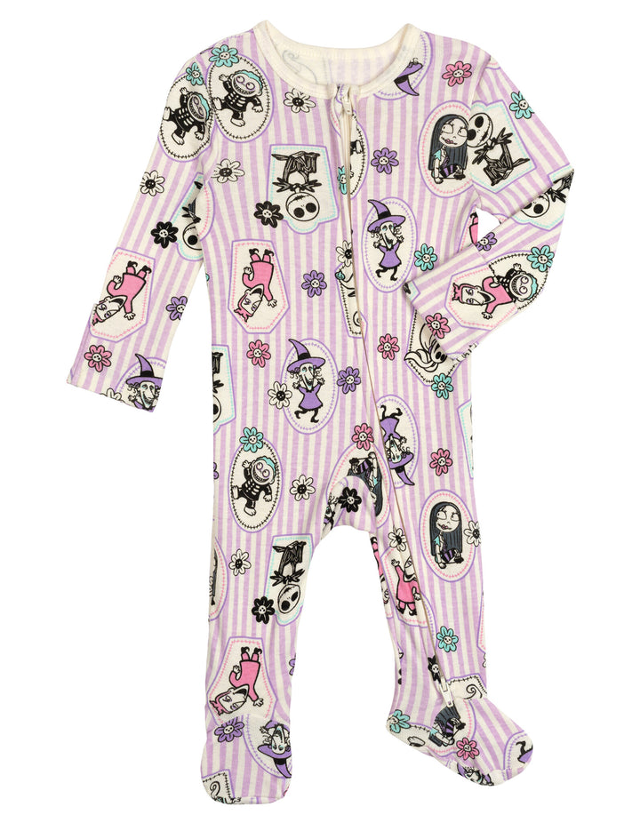 Nightmare Before Christmas Baby Girls' 2-Pack Footed Sleep N' Play Jack Sally Purple