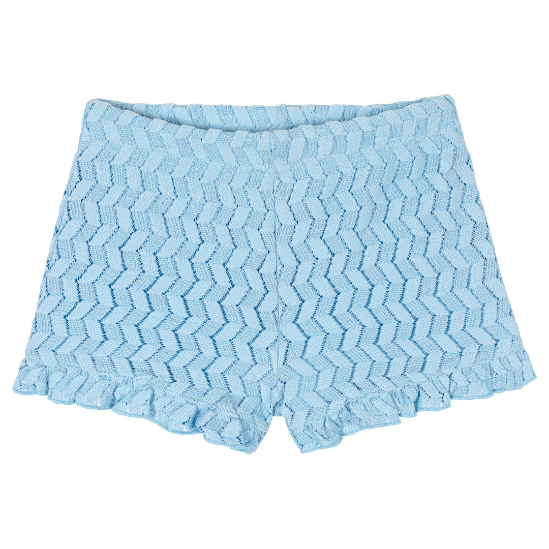 Ms. Rachel Toddler Girls' 2-Piece T-Shirt and Shorts Set Pink Blue Crochet