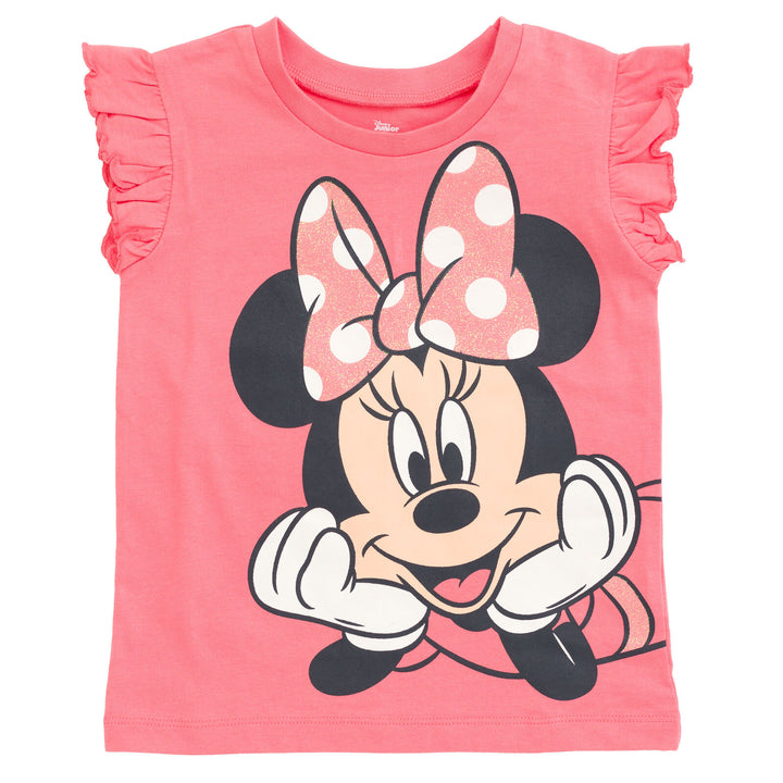 Disney Minnie Mouse Girls' Graphic T-Shirt and Chambray Shorts Set Pink Stripe