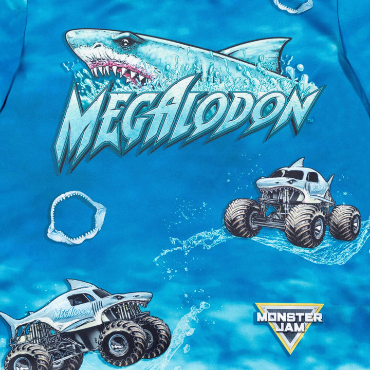 Monster Jam Megalodon Boys' Athletic Short Sleeve T-Shirt Ocean Blue