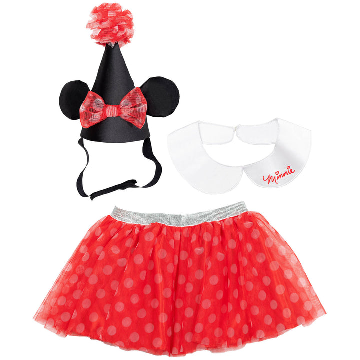 Minnie Mouse Baby Girls' Birthday Tutu Skirt Collar and Hat Set Red