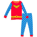 DC Comics Justice League Wonder Woman 2-Piece Long Sleeve Pajama Set Red Blue