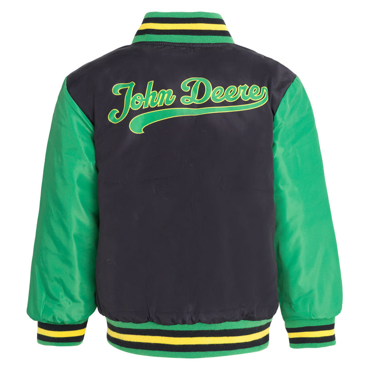 John Deere Boys' Varsity Bomber Jacket Green and Black