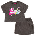 Barbie French Terry Cropped Drop Shoulder T-Shirt and Skirt Outfit Set
