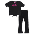Barbie Girls Cropped Ribbed T-Shirt and Flare Pants Outfit Set Toddler to Big Kid
