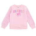 Barbie Girls Fleece Pullover Sweatshirt with Faux Fur Sleeves Toddler to Big Kid