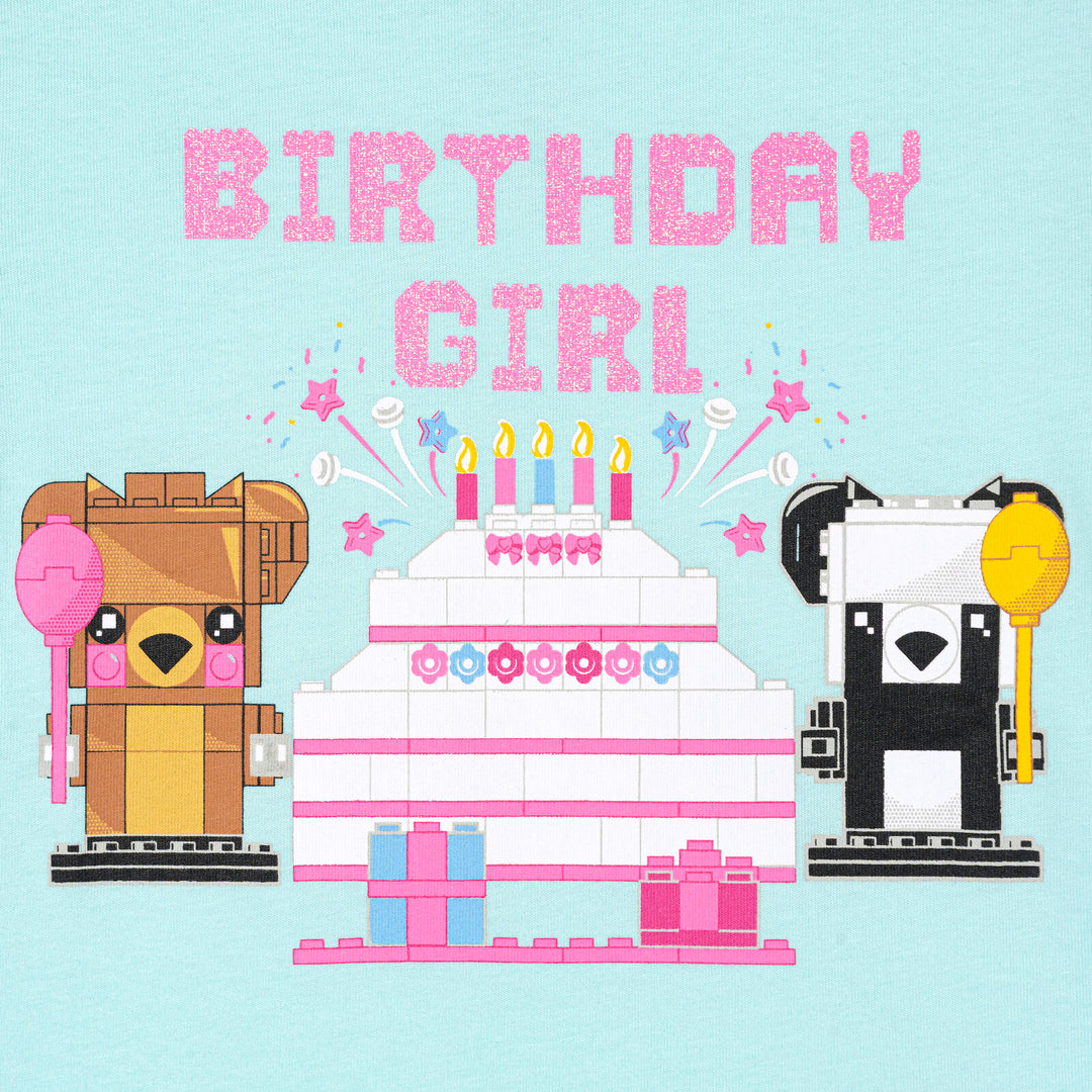 LEGO Girls' Short Sleeve Graphic T-Shirt Birthday Aqua