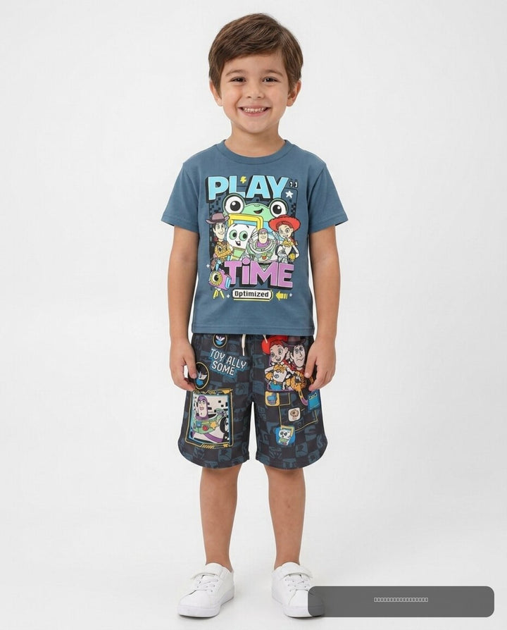 Disney Toy Story Boys' Athletic 2-Piece T-Shirt and Shorts Set Woody Jessie Navy