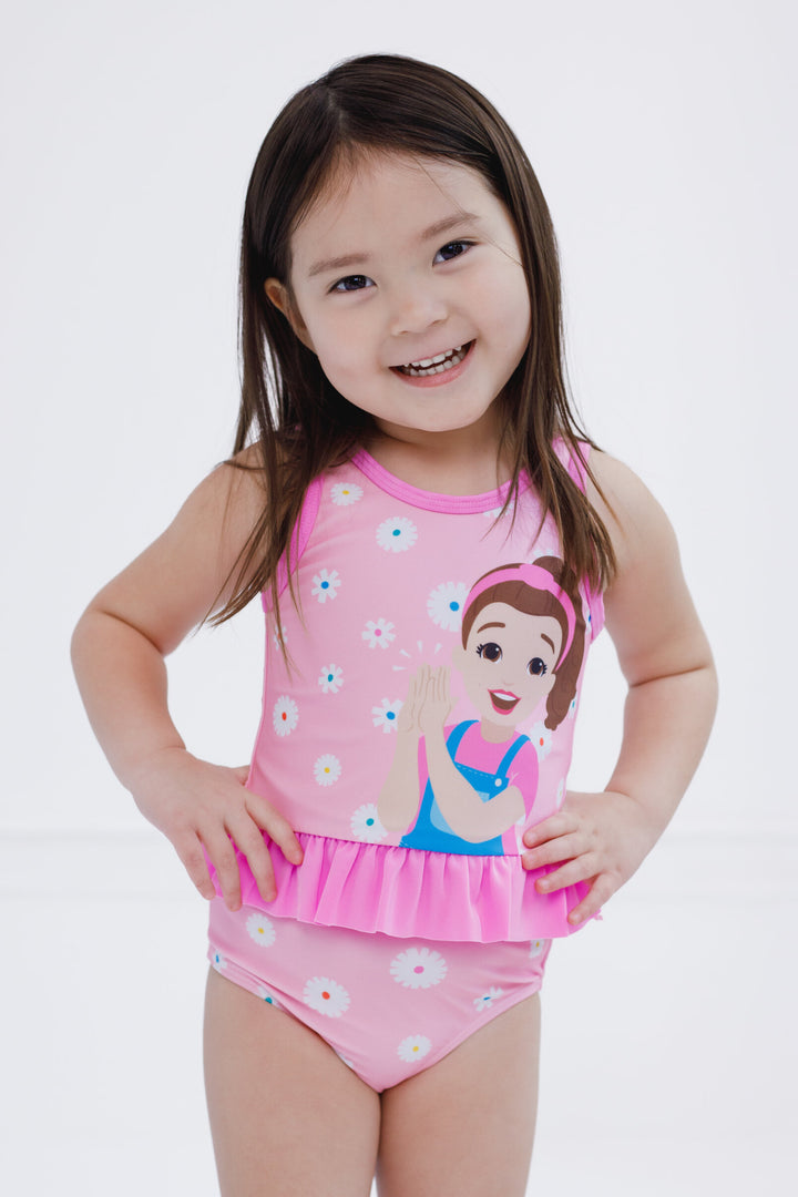 Ms. Rachel Girls' Swimwear 2-Piece Tankini and Bikini Bottom Set Ms Pink Daisy