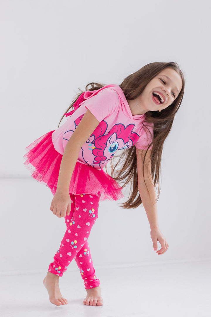 My Little Pony Pinkie Pie Cosplay 2-Piece Hooded T-Shirt and Leggings Set Pink