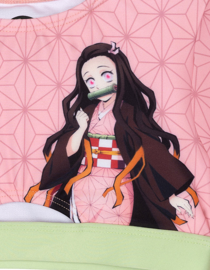 Demon Slayer Nezuko Girls' 2-Piece Long Sleeve Swimwear Set Pink