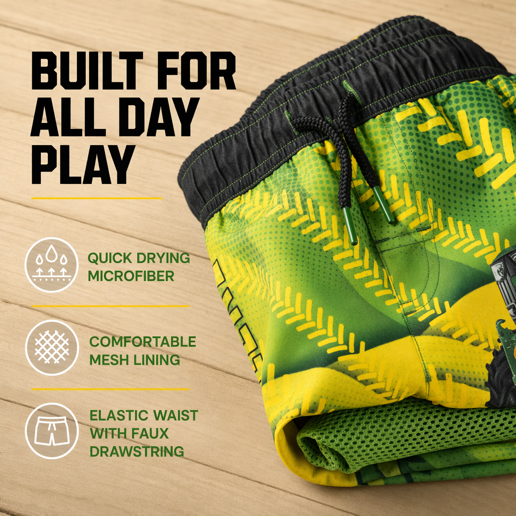 John Deere Boys' Swimwear Swim Trunks Lime Green