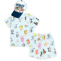Bluey Drop Shoulder T-Shirt French Terry Shorts and Adjustable Snapback Baseball Cap 3 Piece Outfit Set