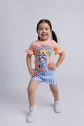 Bluey Girls T-Shirt and Gauze Shorts Outfit Set Toddler to Little Kid
