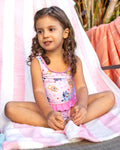Bluey Girls UPF 50+ Peplum Tankini Top and Bikini Bottom Swim Set Toddler to Big Kid