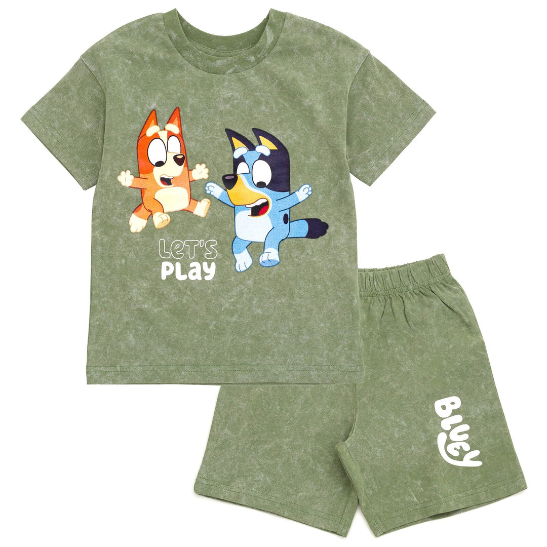 Bluey Vintage Wash Drop Shoulder T-Shirt and Shorts Outfit Set - imagikids
