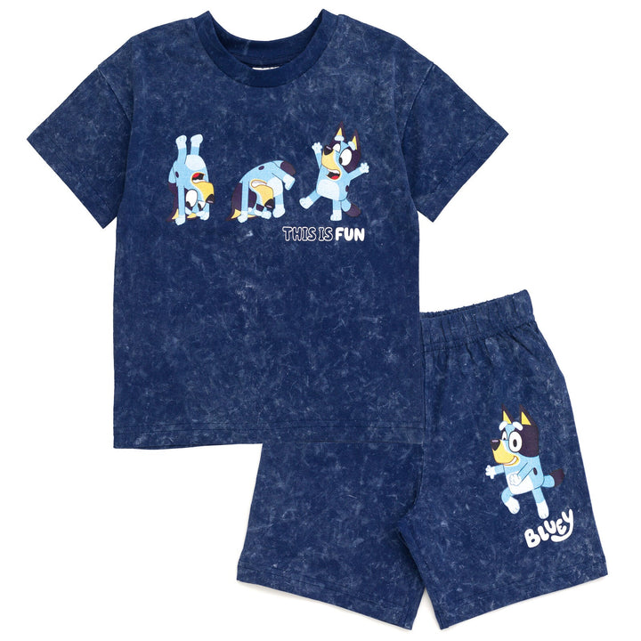 Bluey Vintage Wash Drop Shoulder T-Shirt and Shorts Outfit Set - imagikids