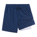 Dreamwave Men's Compression Liner Swim Trunks with Phone Pocket 7 inch Inseam Anti Chafing Navy Medallion